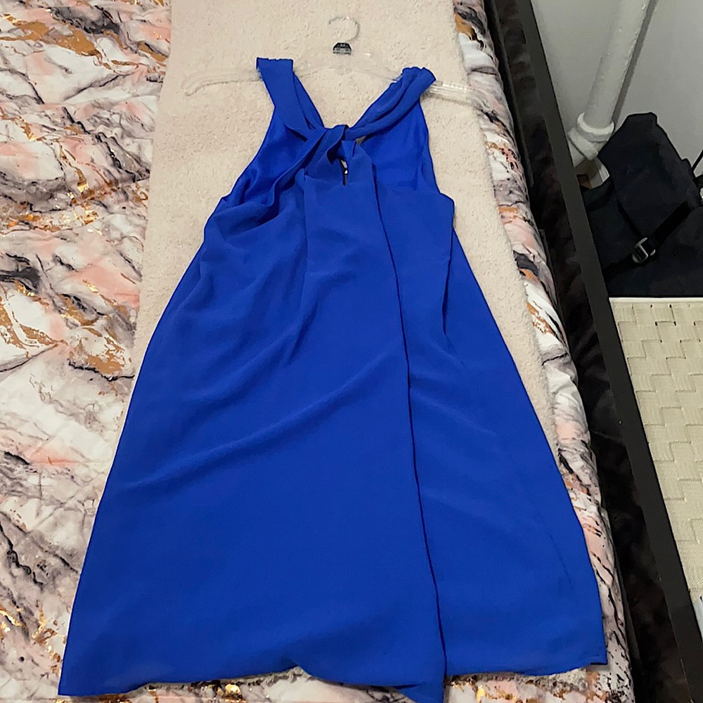 navy blue halter cocktail dress